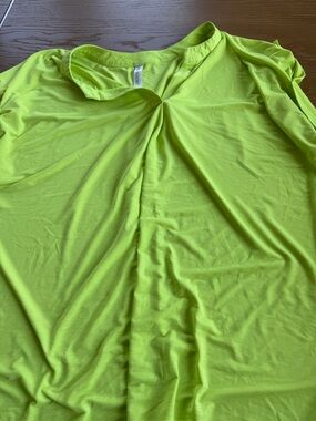 Neon Lime Short-Sleeve Pleat Front Tunic Top